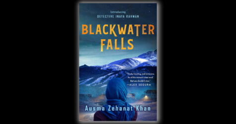 The book cover of Ausma Zehanat Khan's Blackwater Falls on a black background