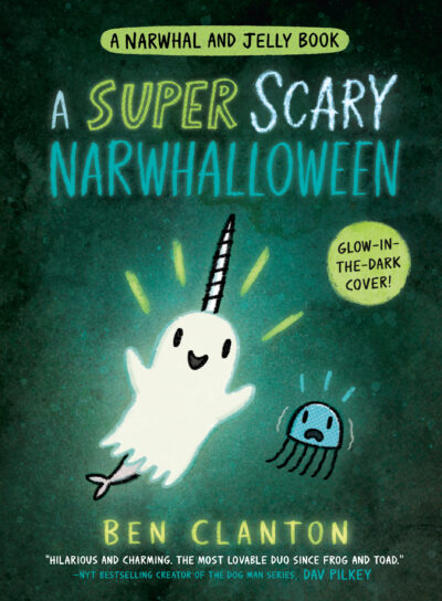 Book cover for A Super Scary Narwhalloween by Ben Clanton