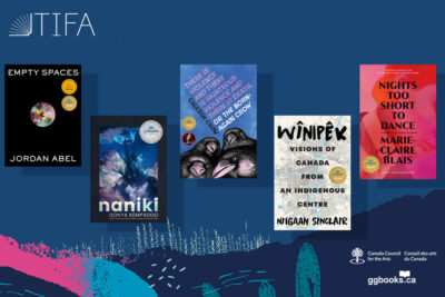 An image featuring the 5 book club selections of the winter season. Includes TIFA and Canada Council for the Arts / GGBooks logos.